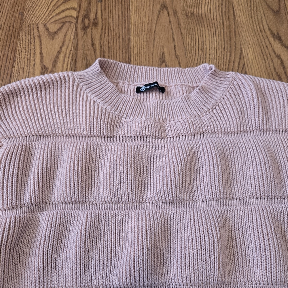 PrettyGarden Elegant Pink Ribbed Sweater Striped Mauve Classic Casual Work S - Picture 9 of 11